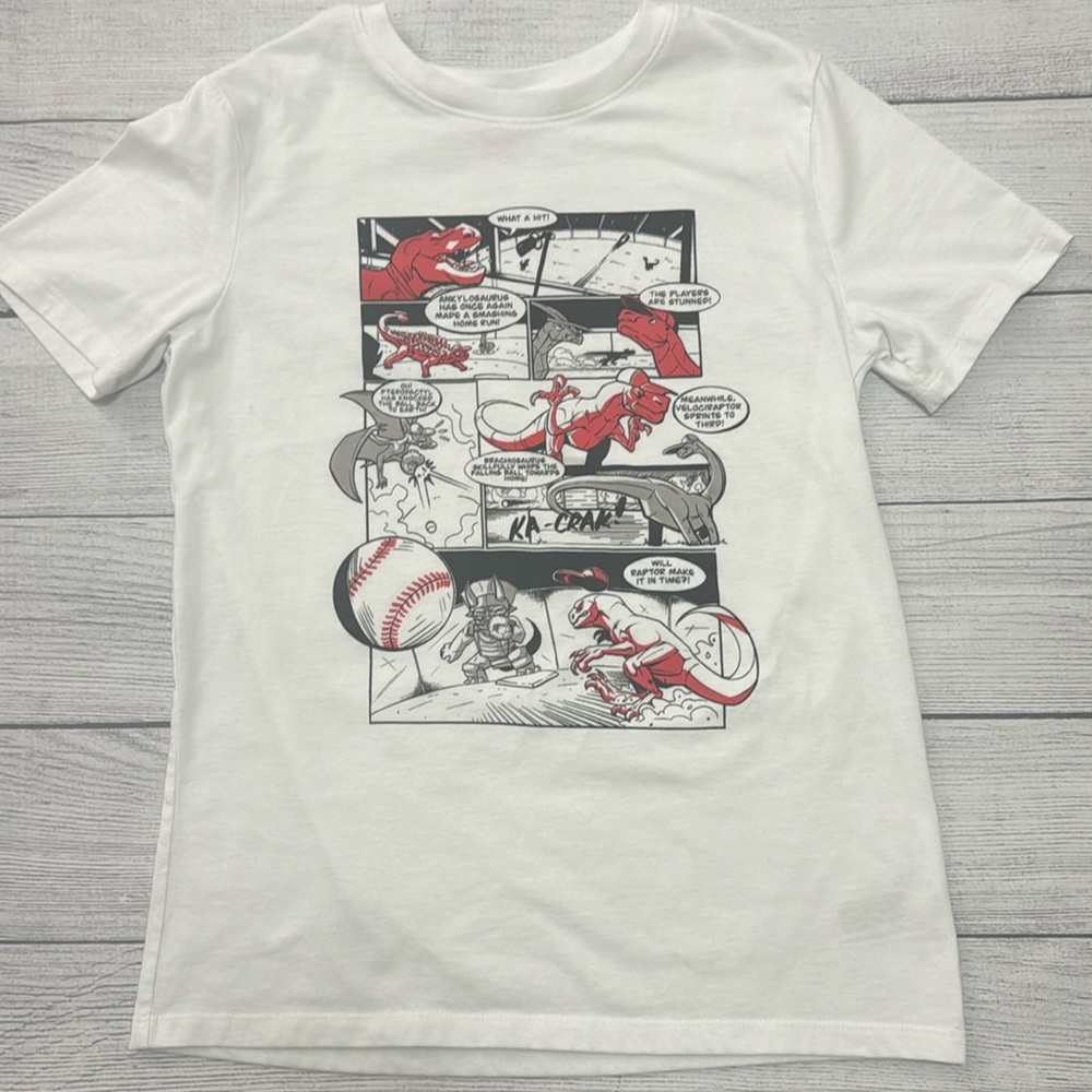 Cat & Jack Boys Dinosaur/Baseball Comic Graphic Tee